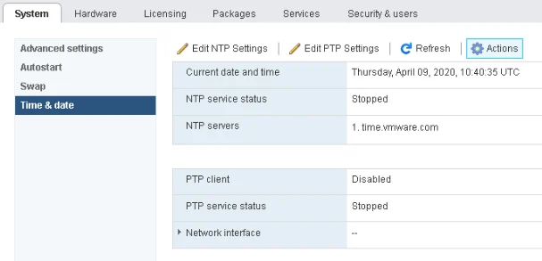 แก้ไขปัญหา NTP Action ไม่ทำงานใน ESXi 7