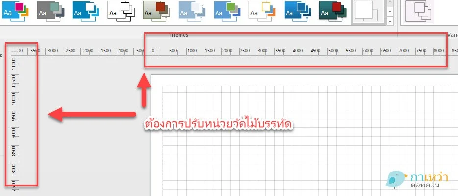 การปรับตั้งค่าไม้บรรทัดใน Visio