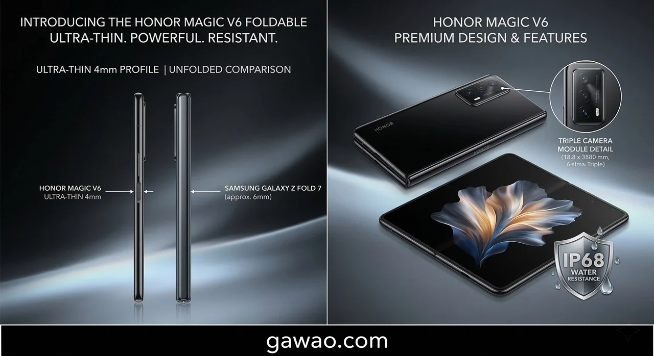 Honor Magic V6 เปิดตัวแล้ว! Foldable บางสุดในโลก IP68+IP69 แบต 7,150 mAh สู้ Galaxy Z Fold 7 ตรงๆ